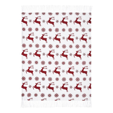 Scandia Snowflake Red White Woven Throw 50